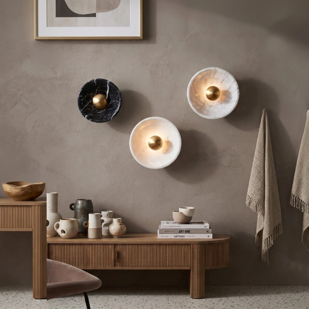 Marble Bowl Backlit Wall Sconce detail