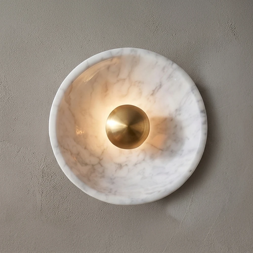 Marble Bowl Backlit Wall Sconce detail