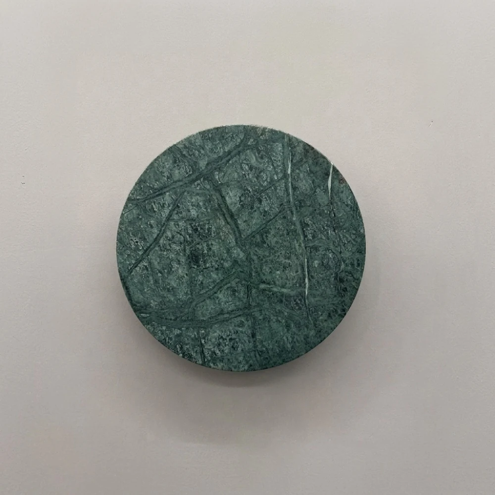 Minimalist Green Marble Disc Wall Sconce detail