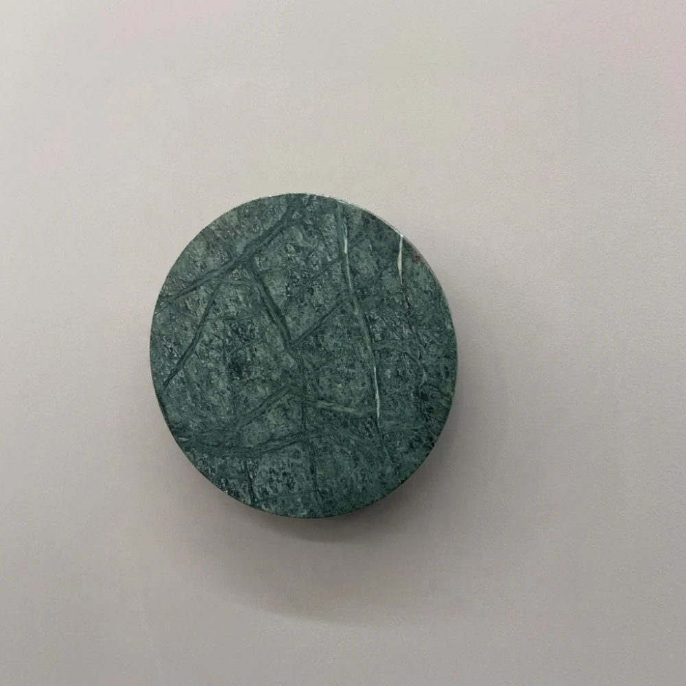 Minimalist Green Marble Disc Wall Sconce detail