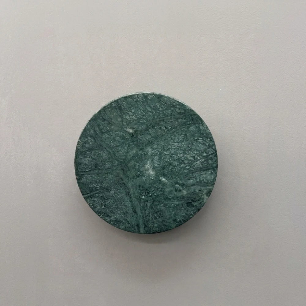 Minimalist Green Marble Disc Wall Sconce detail