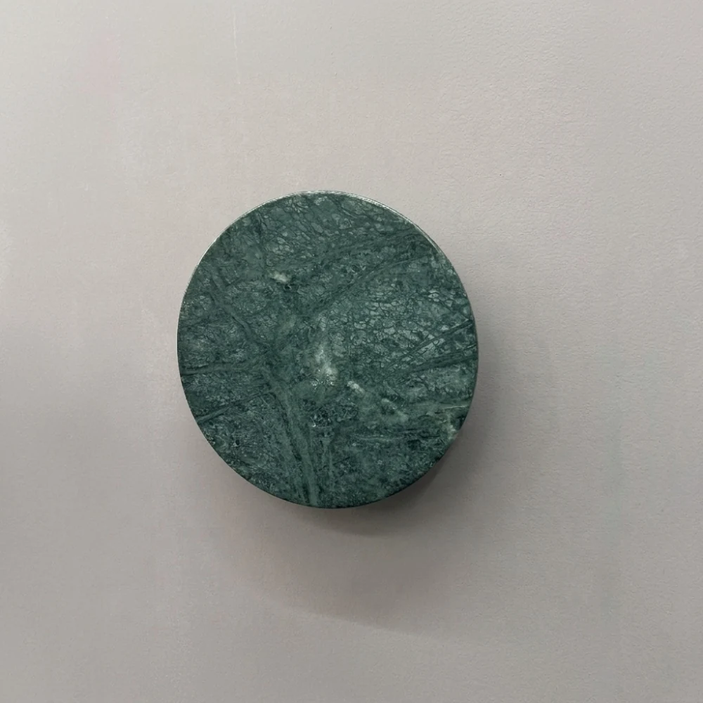 Minimalist Green Marble Disc Wall Sconce detail