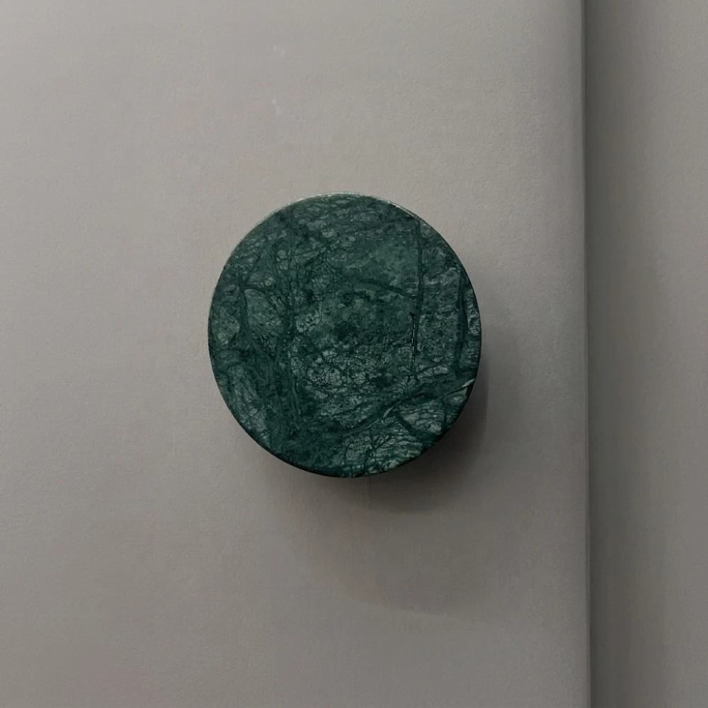 Minimalist Green Marble Disc Wall Sconce detail