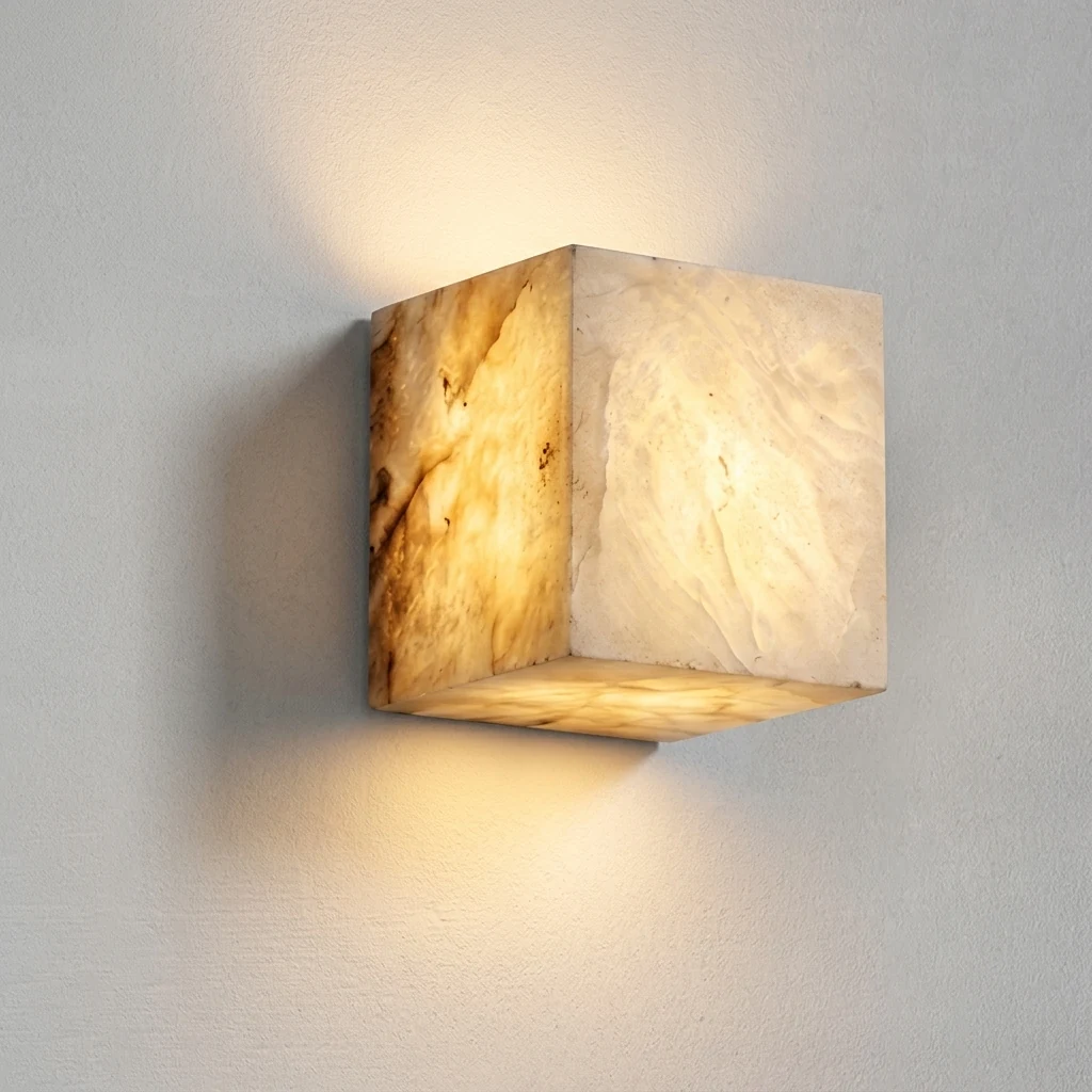 Minimalist Natural Stone Cube Wall Light