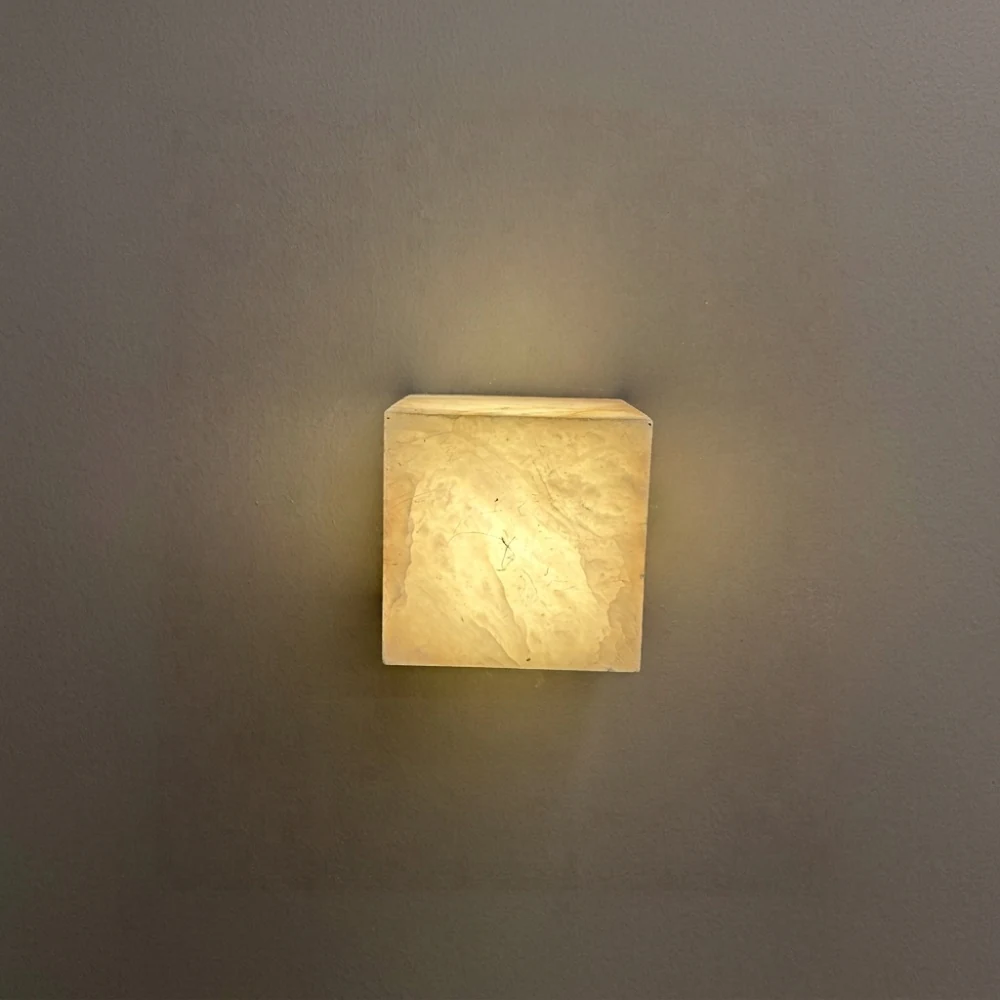 Minimalist Natural Stone Cube Wall Light detail