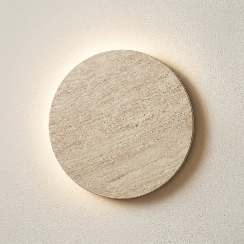 Minimalist Travertine Disc Wall Sconce