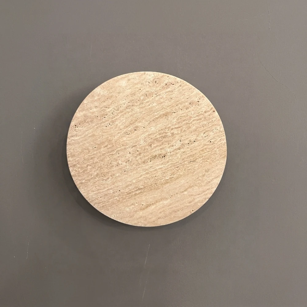 Minimalist Travertine Disc Wall Sconce detail
