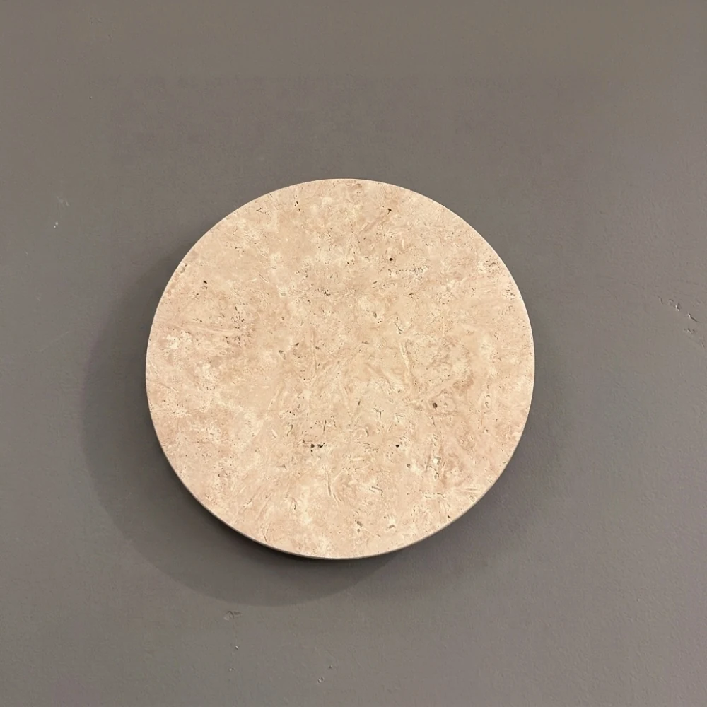 Minimalist Travertine Disc Wall Sconce detail