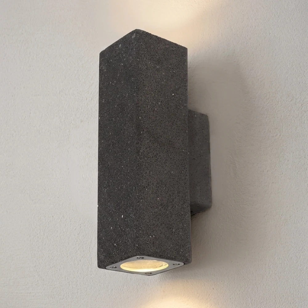 Modern Concrete Up Down Cylinder & Square Wall Sconce detail