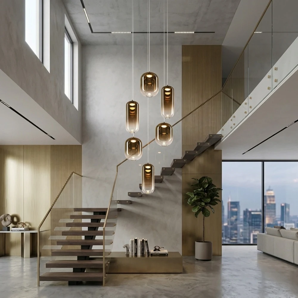 Multi-Light Gradient Glass Pendant Light detail
