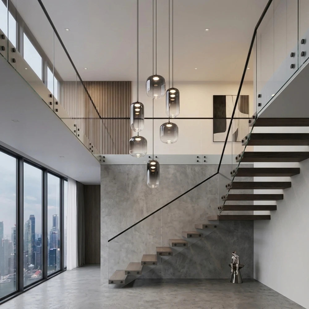 Multi-Light Gradient Glass Pendant Light detail