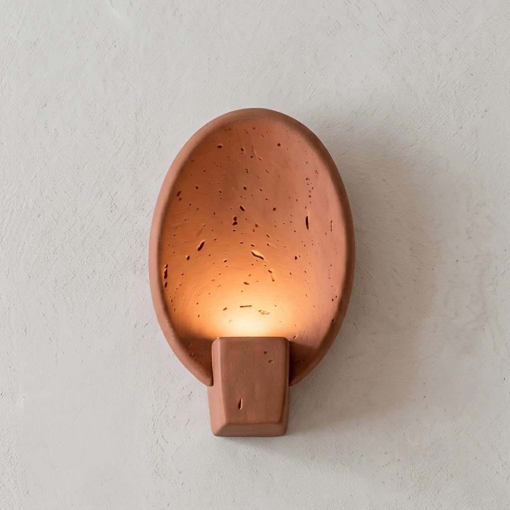 Oval Concave Stone & Base Light Wall Sconce