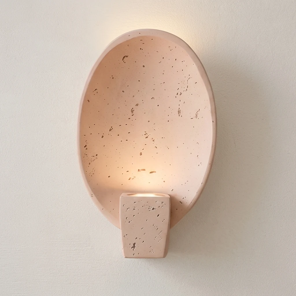 Oval Concave Stone & Base Light Wall Sconce detail