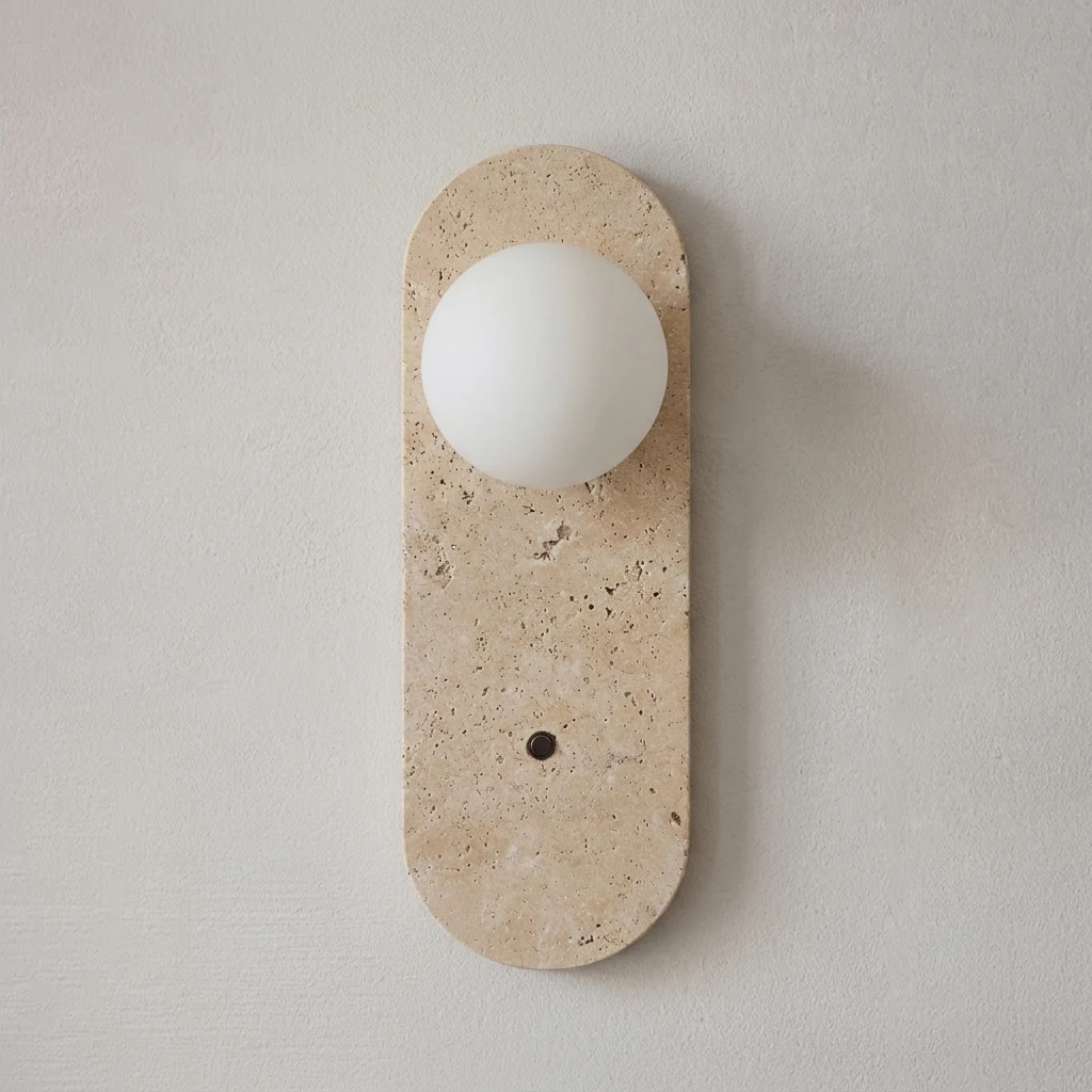 Oval Travertine Backplate Wall Light