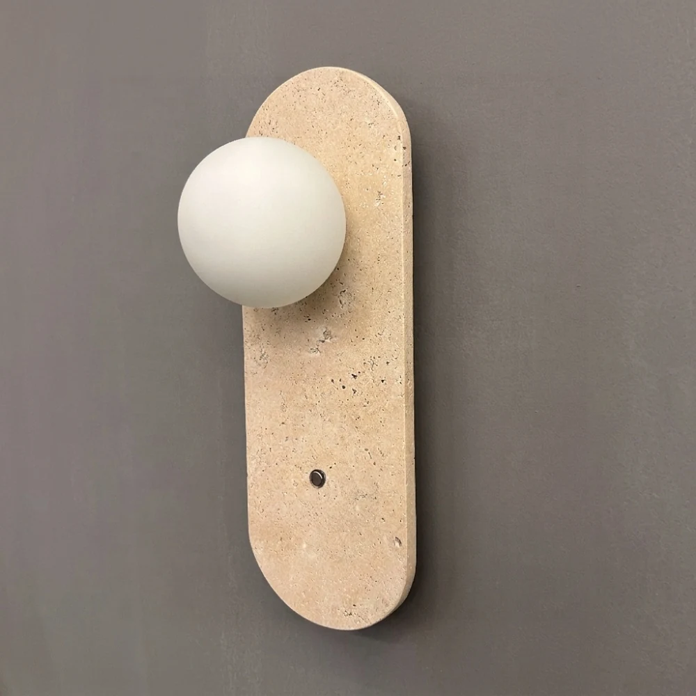 Oval Travertine Backplate Wall Light detail