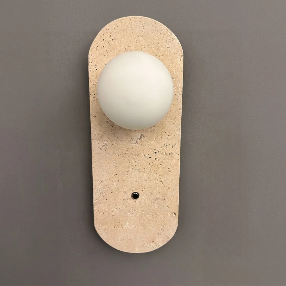 Oval Travertine Backplate Wall Light detail