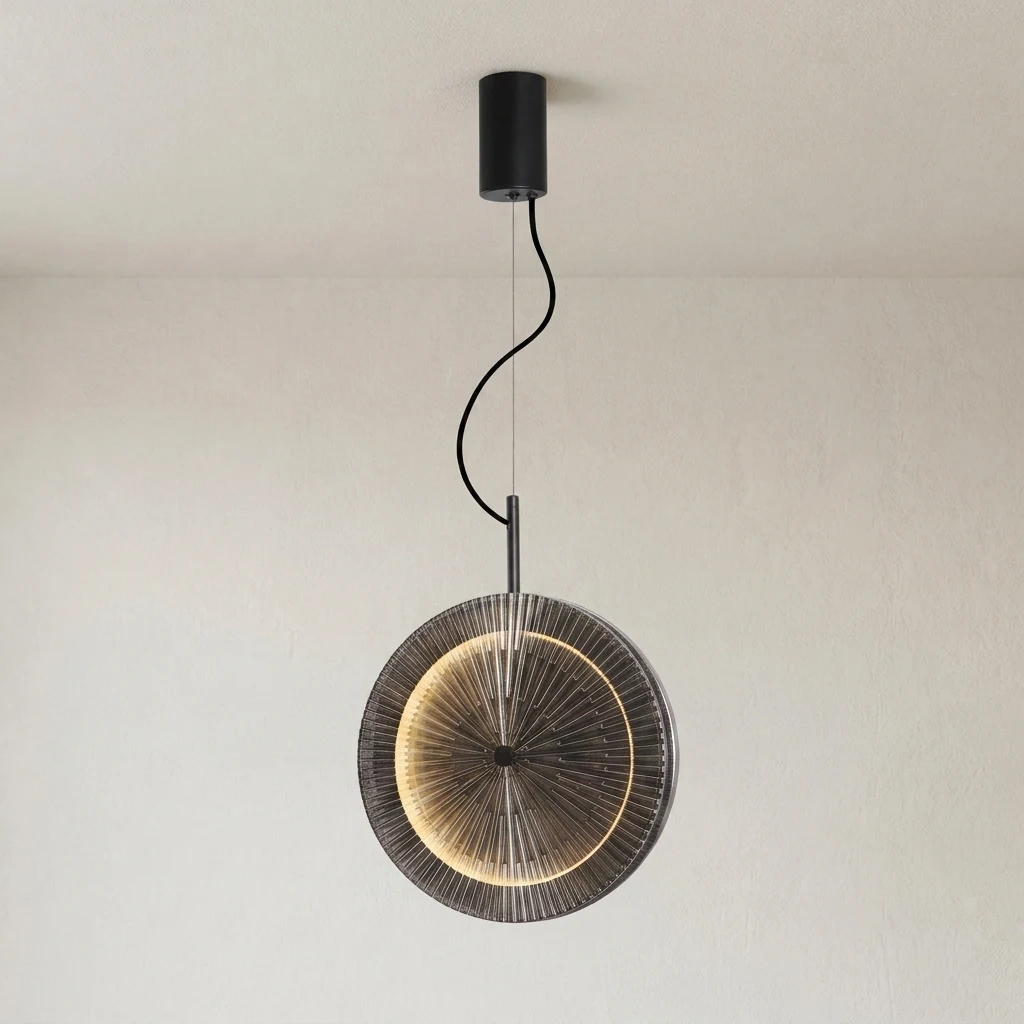 Pleated Disc Swag Pendant Light Series detail