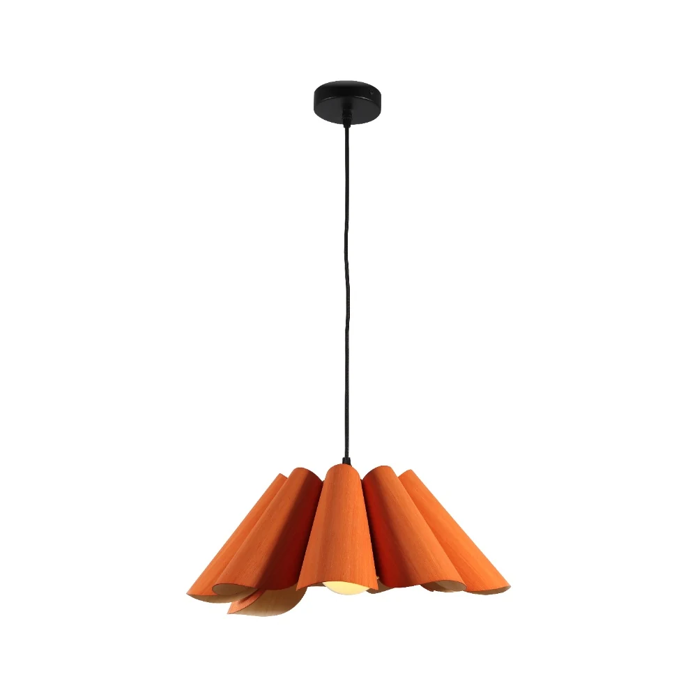 Pleated Petal Wood Veneer Pendant Light Series detail