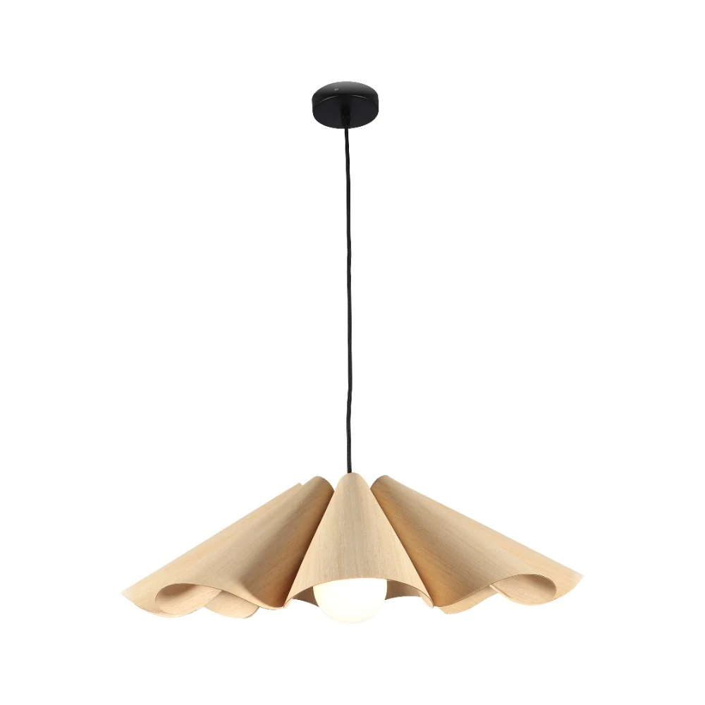 Pleated Petal Wood Veneer Pendant Light Series detail