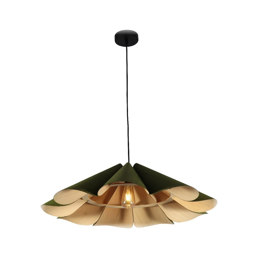 Pleated Petal Wood Veneer Pendant Light Series detail