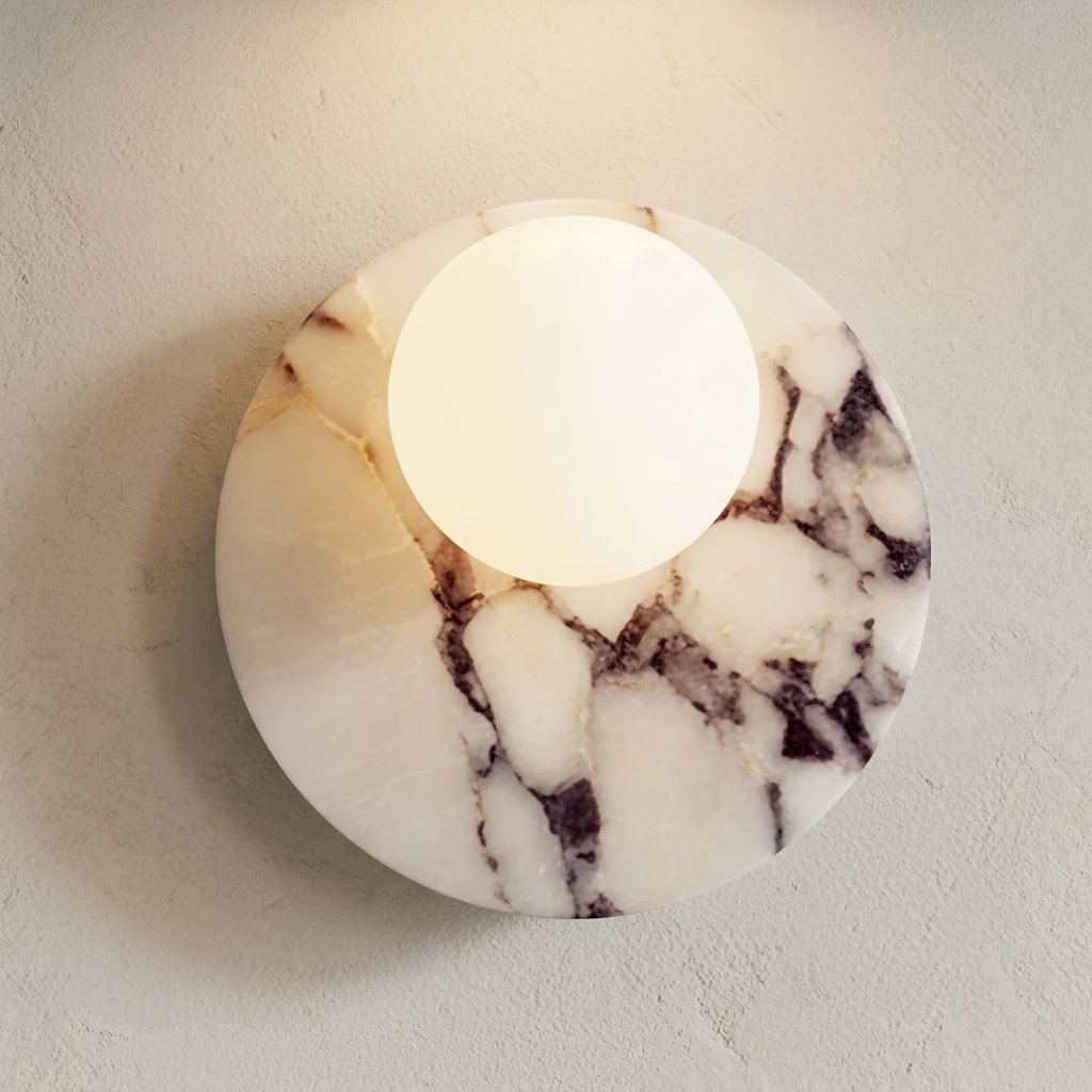 Purple Marble Disc & Globe Wall Sconce
