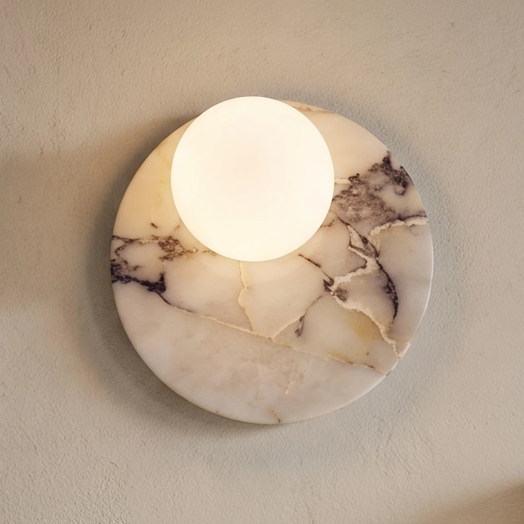 Purple Marble Disc & Globe Wall Sconce detail