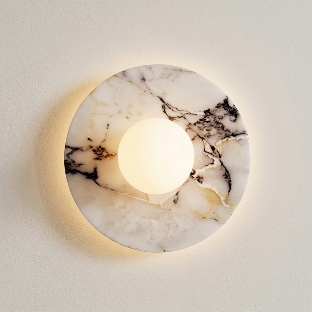 Purple Marble Disc & Globe Wall Sconce detail