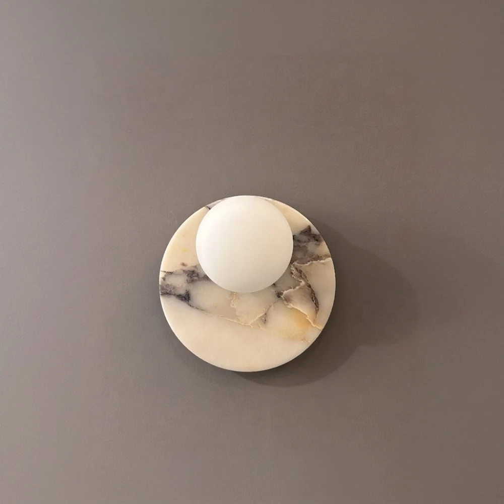 Purple Marble Disc & Globe Wall Sconce detail