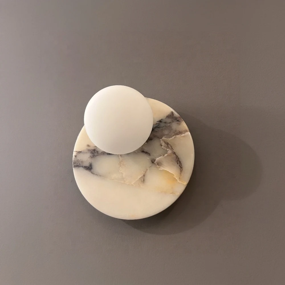 Purple Marble Disc & Globe Wall Sconce detail