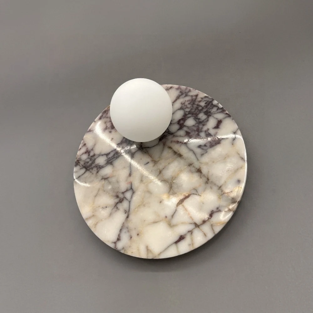 Purple Marble Disc & Globe Wall Sconce detail