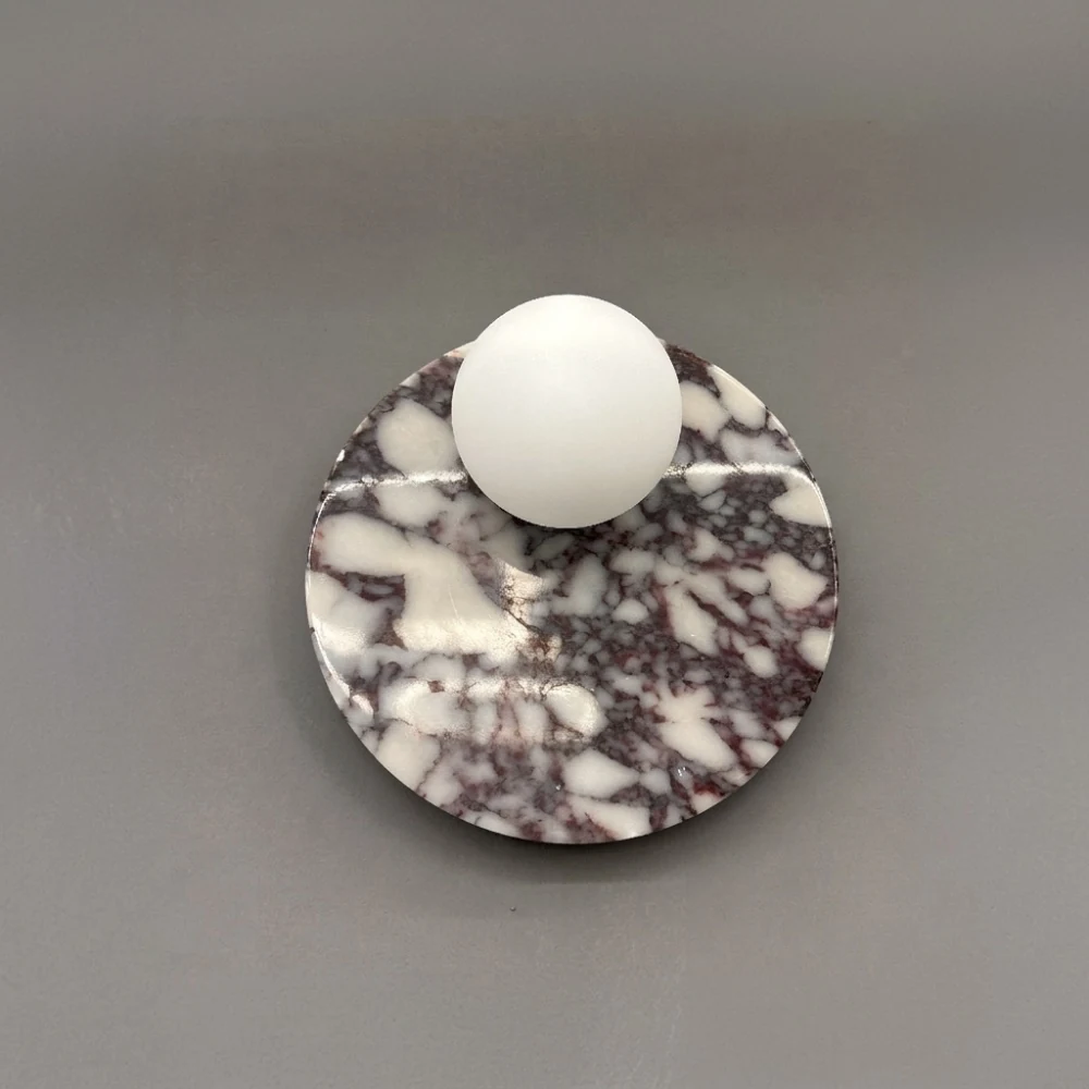 Purple Marble Disc & Globe Wall Sconce detail