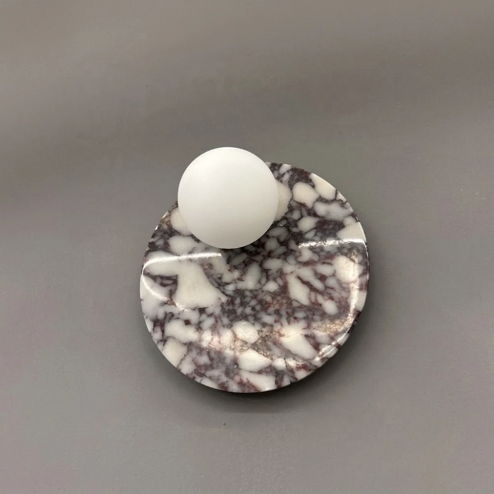 Purple Marble Disc & Globe Wall Sconce detail