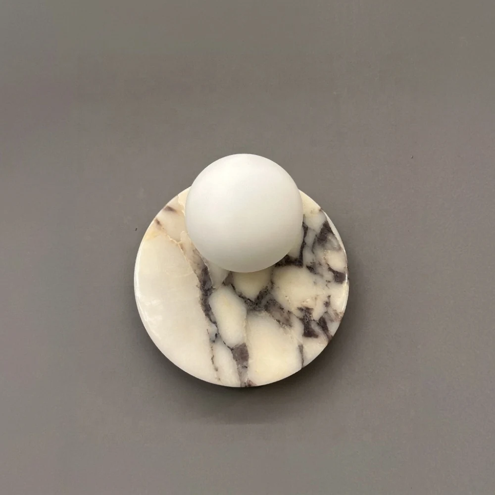 Purple Marble Disc & Globe Wall Sconce detail