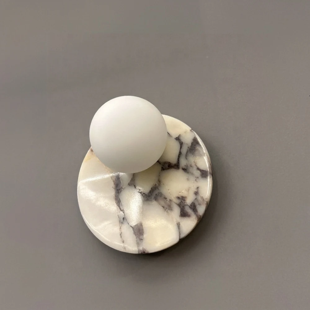 Purple Marble Disc & Globe Wall Sconce detail