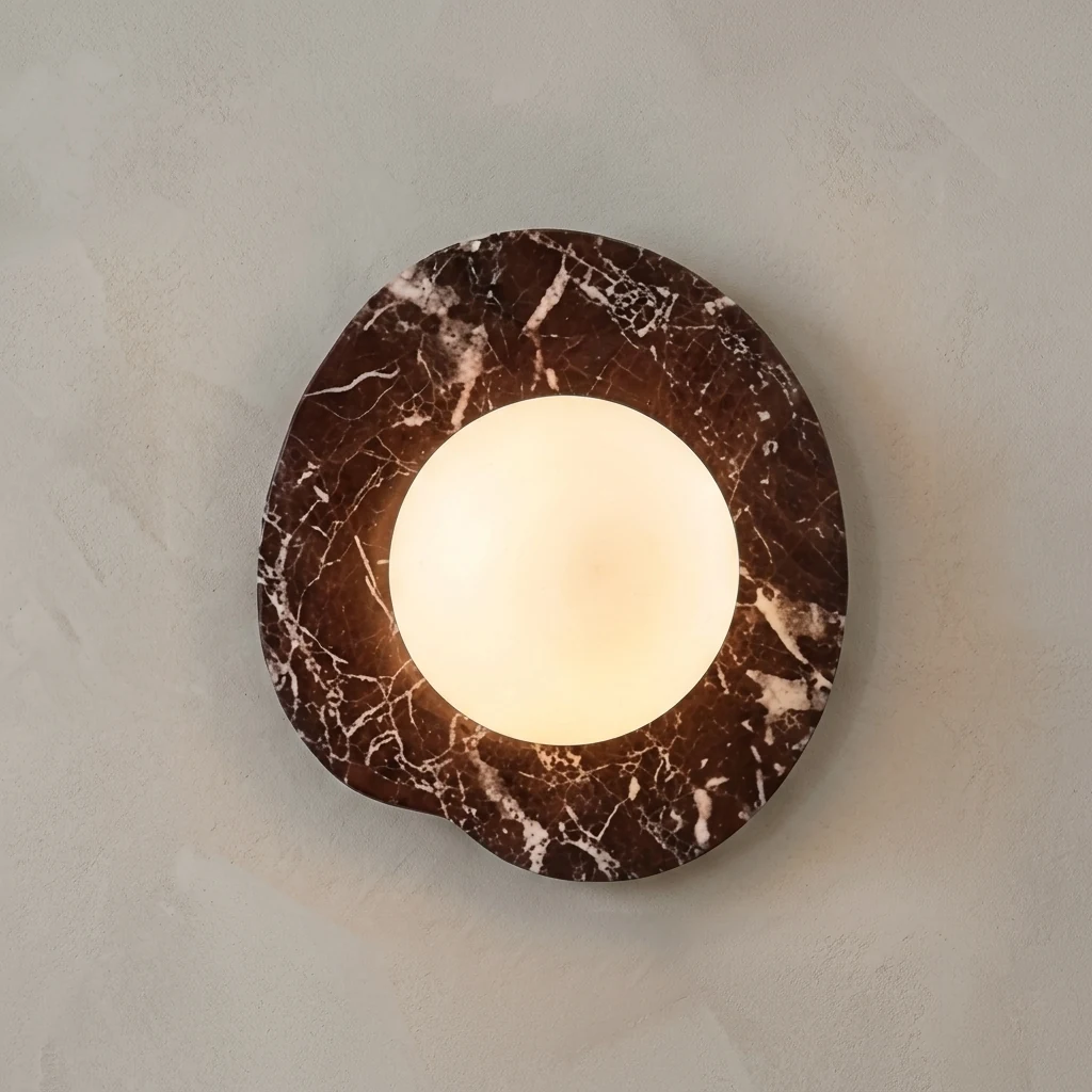 Red Marble Disc & Globe Wall Sconce detail