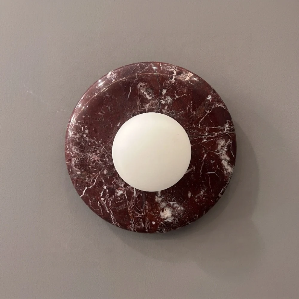 Red Marble Disc & Globe Wall Sconce detail