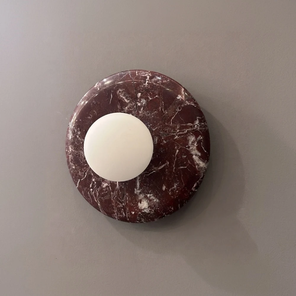 Red Marble Disc & Globe Wall Sconce detail