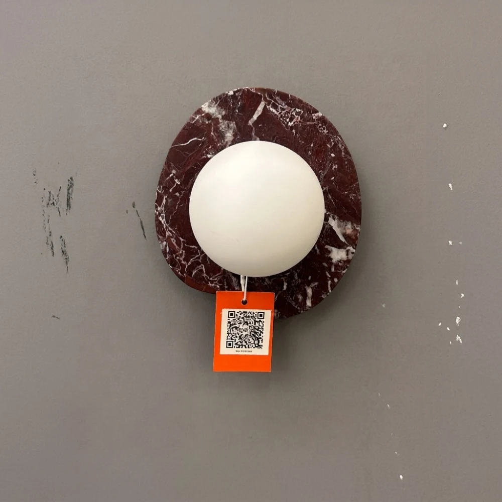 Red Marble Disc & Globe Wall Sconce detail