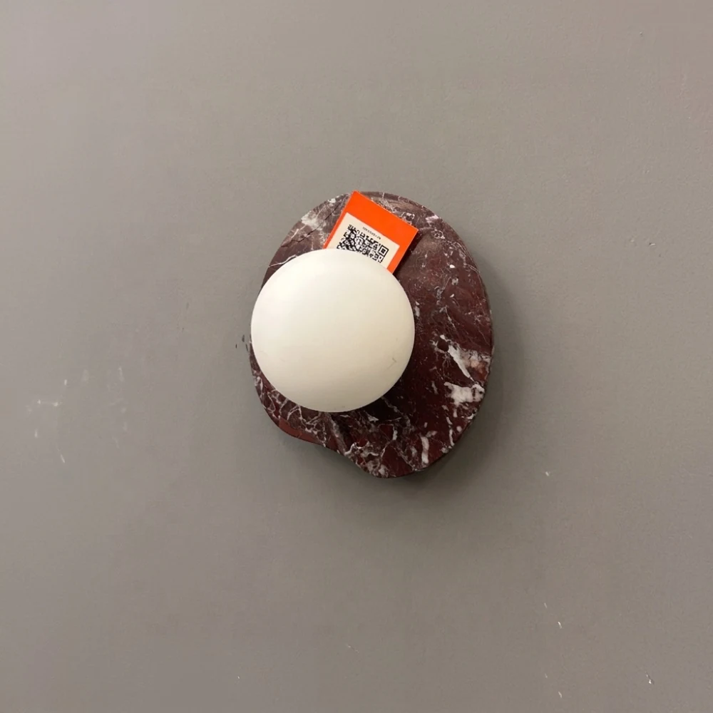 Red Marble Disc & Globe Wall Sconce detail