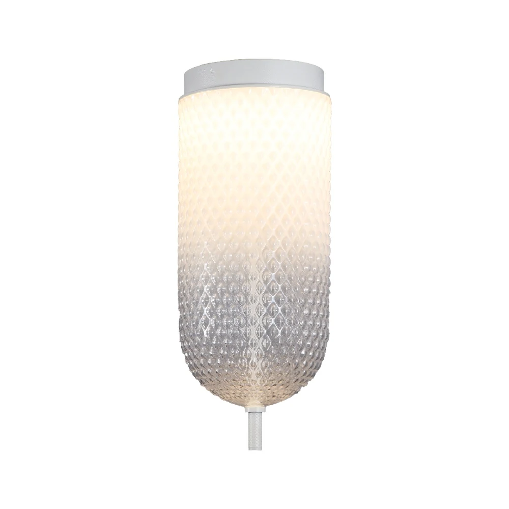 Ribbed Glass Cylinder Flush Mount Ceiling Light detail