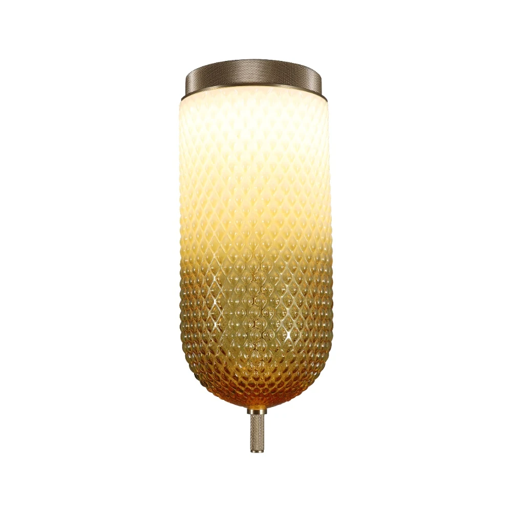 Ribbed Glass Cylinder Flush Mount Ceiling Light detail