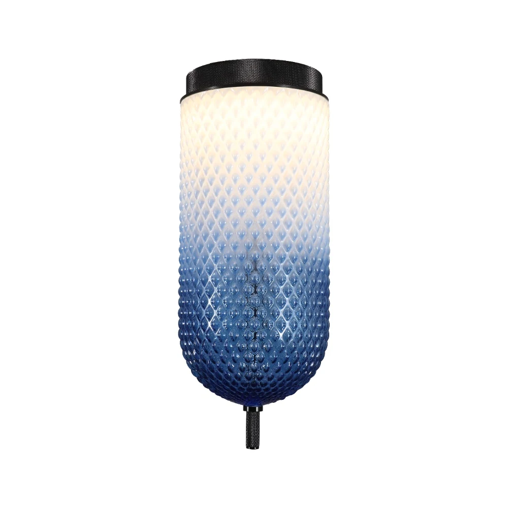Ribbed Glass Cylinder Flush Mount Ceiling Light detail