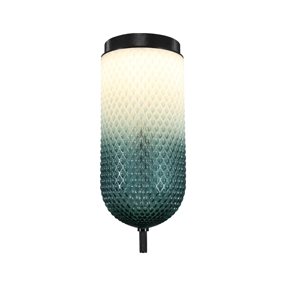 Ribbed Glass Cylinder Flush Mount Ceiling Light detail