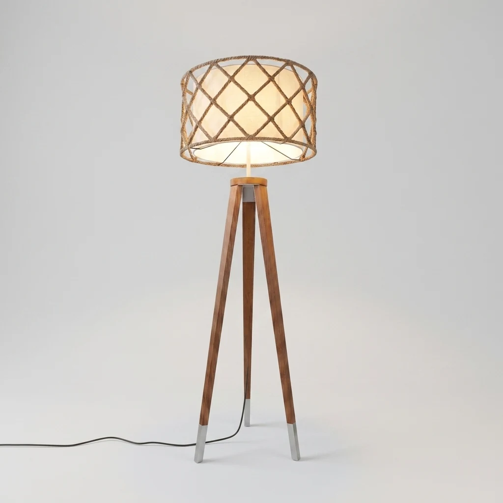 Rope Lattice Tripod Floor Lamp