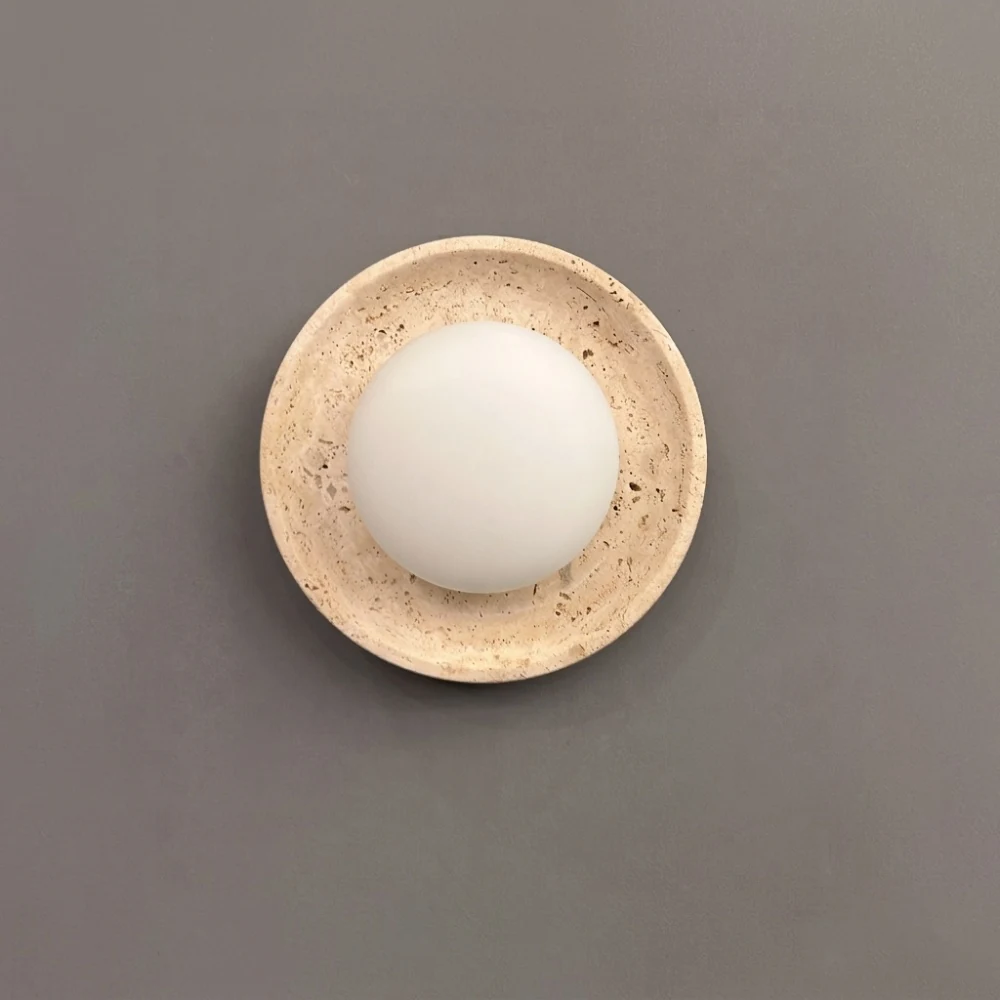 Round Travertine Globe Wall Sconce detail