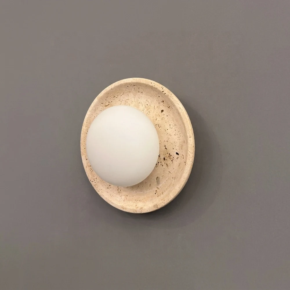 Round Travertine Globe Wall Sconce detail