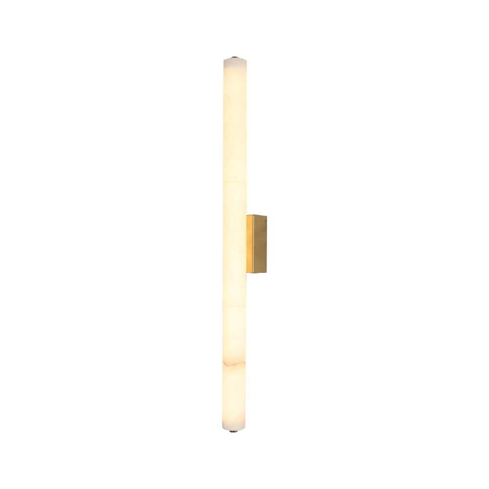 Single Alabaster Cylinder & Brass Wall Sconce detail