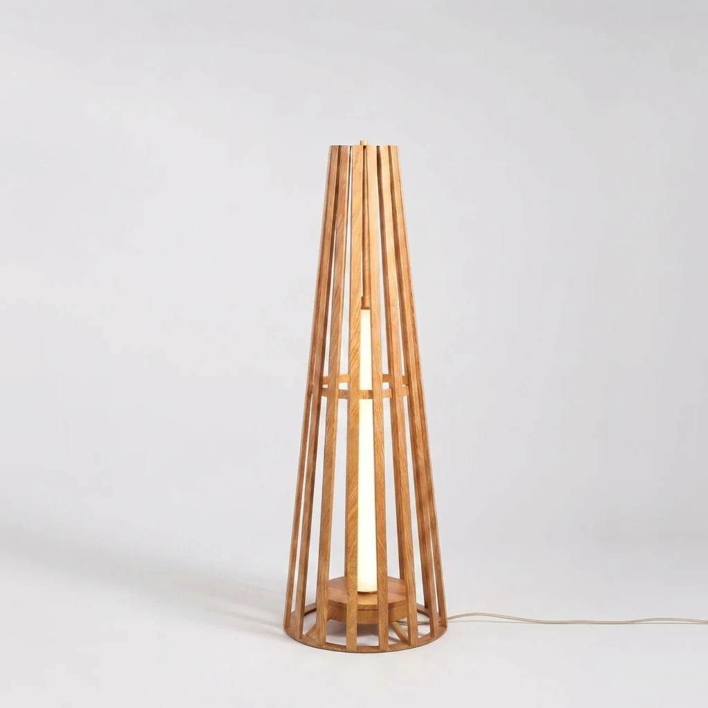 Slatted Wood Cone Floor Lamp detail