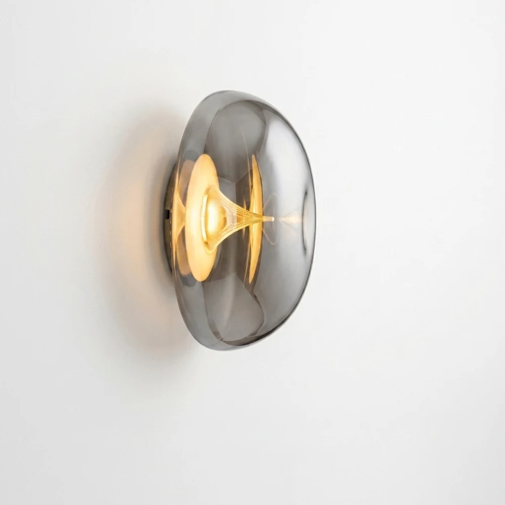Smoked Glass Pebble Wall Sconce