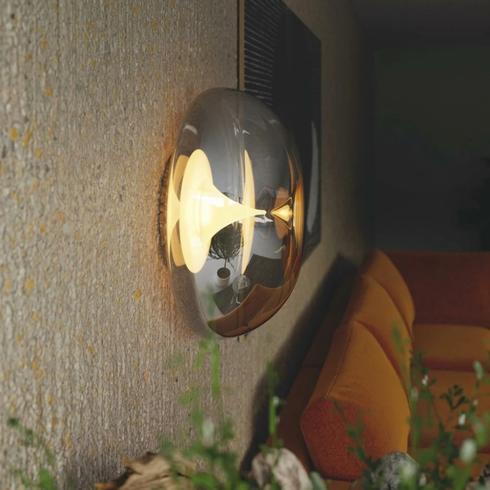 Smoked Glass Pebble Wall Sconce detail